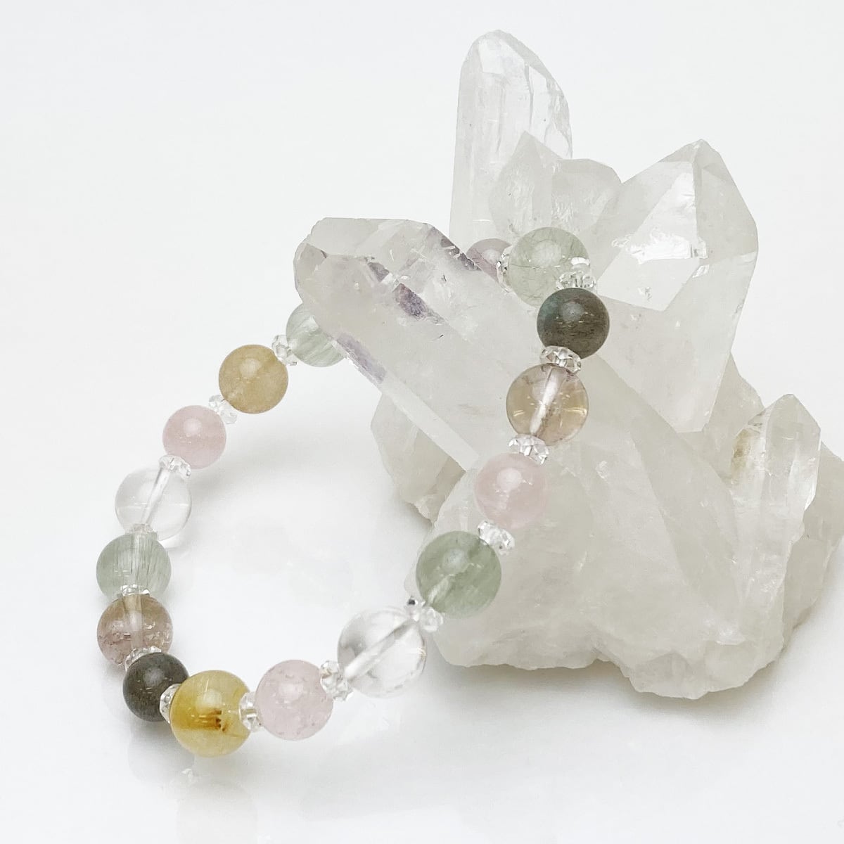 レインボー☆魔除 スモーキークォーツ水晶六角柱☆パワーストーン