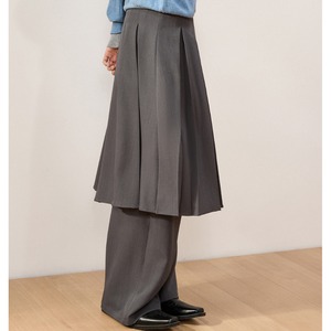 layered pleated wide pants　J00244