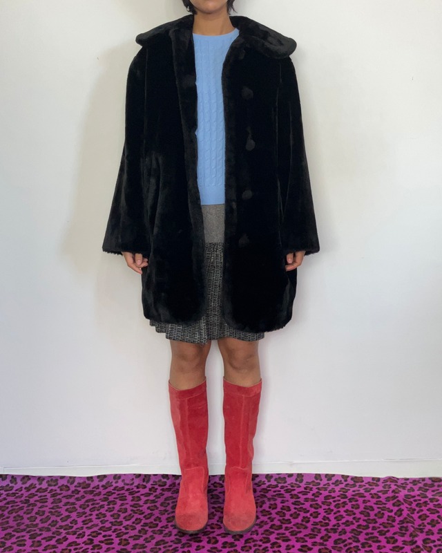 black Acrylic fur coat