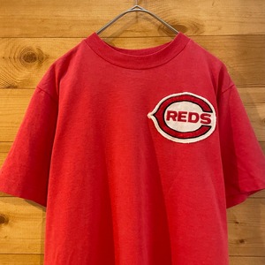 【Hanes】80s USA製 MLB シンシナティレッズ REDS Tシャツ 刺繍ロゴ 青タグ シングルステッチ us古着