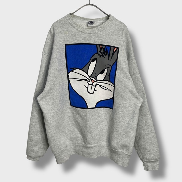 90s ルーニーテューンズ バックスバニー プリントスウェット グレー XL相当