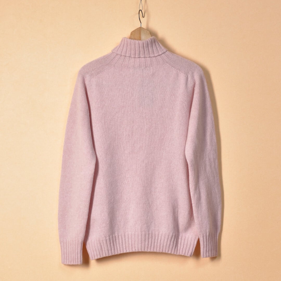 ARMEN アーメン  ラムウールポロネックラグランニット・ライトピンク【送料無料】