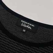 SONIA RYKIEL collection ソニアリキエル 千鳥格子 両袖シアー風 長袖Tシャツ カットソー 38 /ブラック×グレー/オンワード樫山