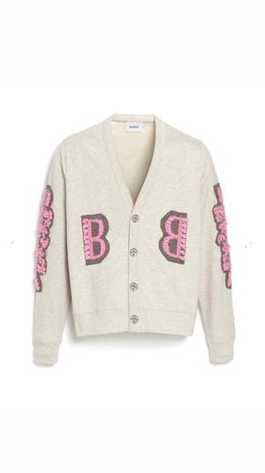 BARRIE -Cotton cardigan with cashmere B logo-: IVORY/PINK,