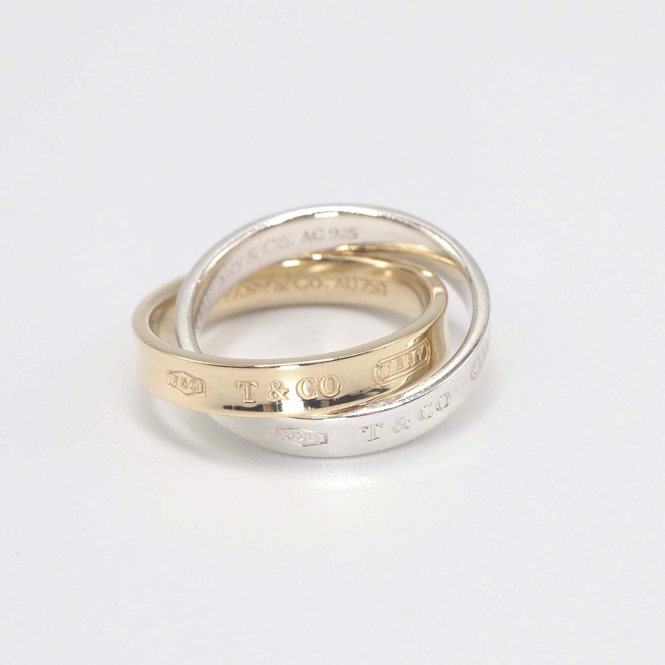 【現行品】Tiffany&Co. 約8.5号 1837 インターロッキング サークル リング シルバー925 K18 ティファニー