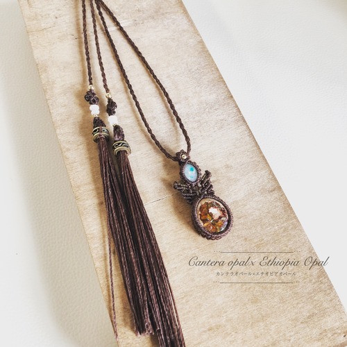 カンテラオパール×エチオピア産オパール 小粒ペンダント