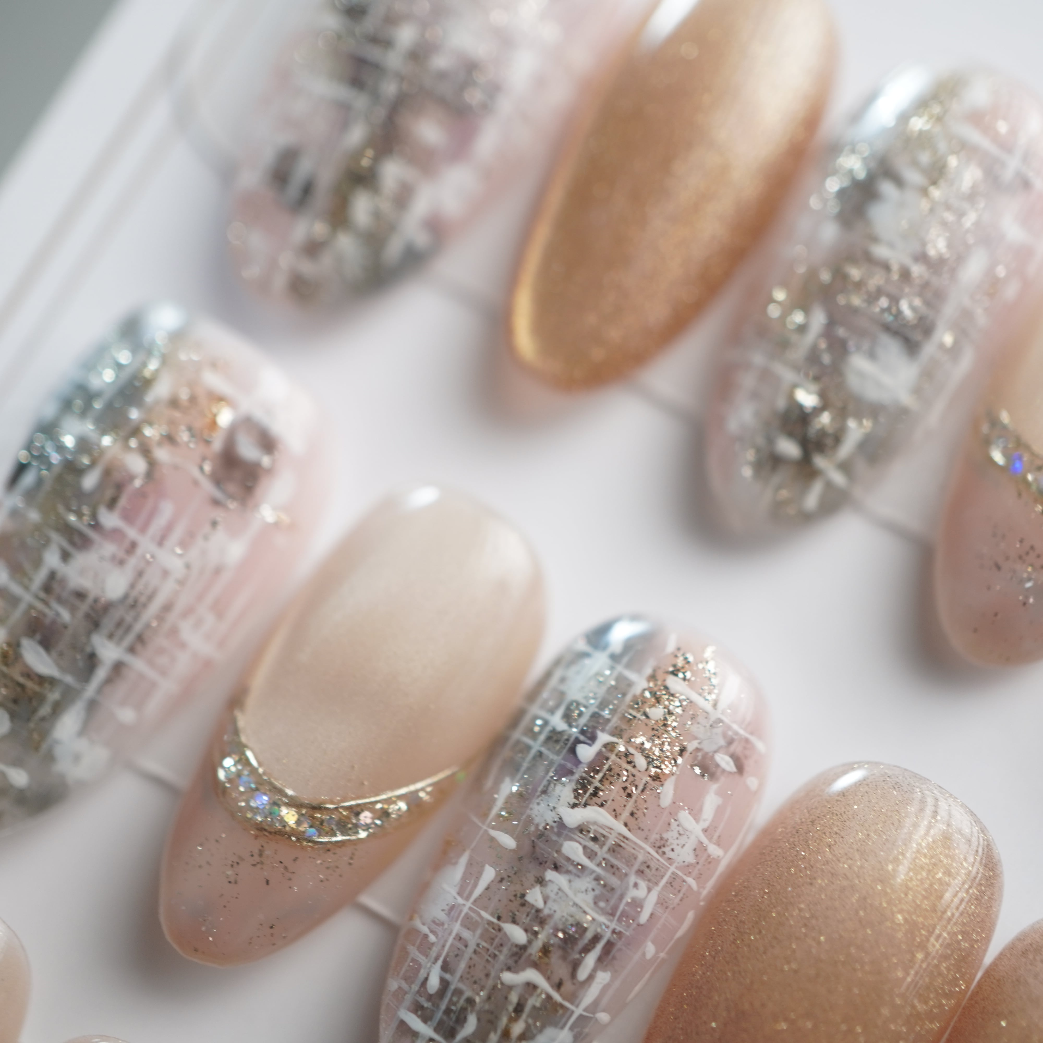 【#684】 繰り返し使える【プレミアム】ネイルチップ/15本セット/ロング アーモンド/XY244 繰り返し使えるネイルチップ