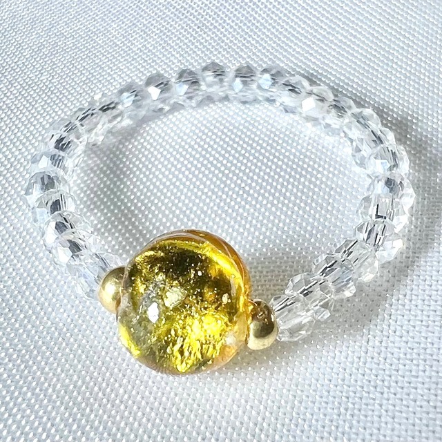 琉球ホタルガラス リング オータムゴールド6mm 蓄光タイプ　〜秋色にきらめく光のしずく〜