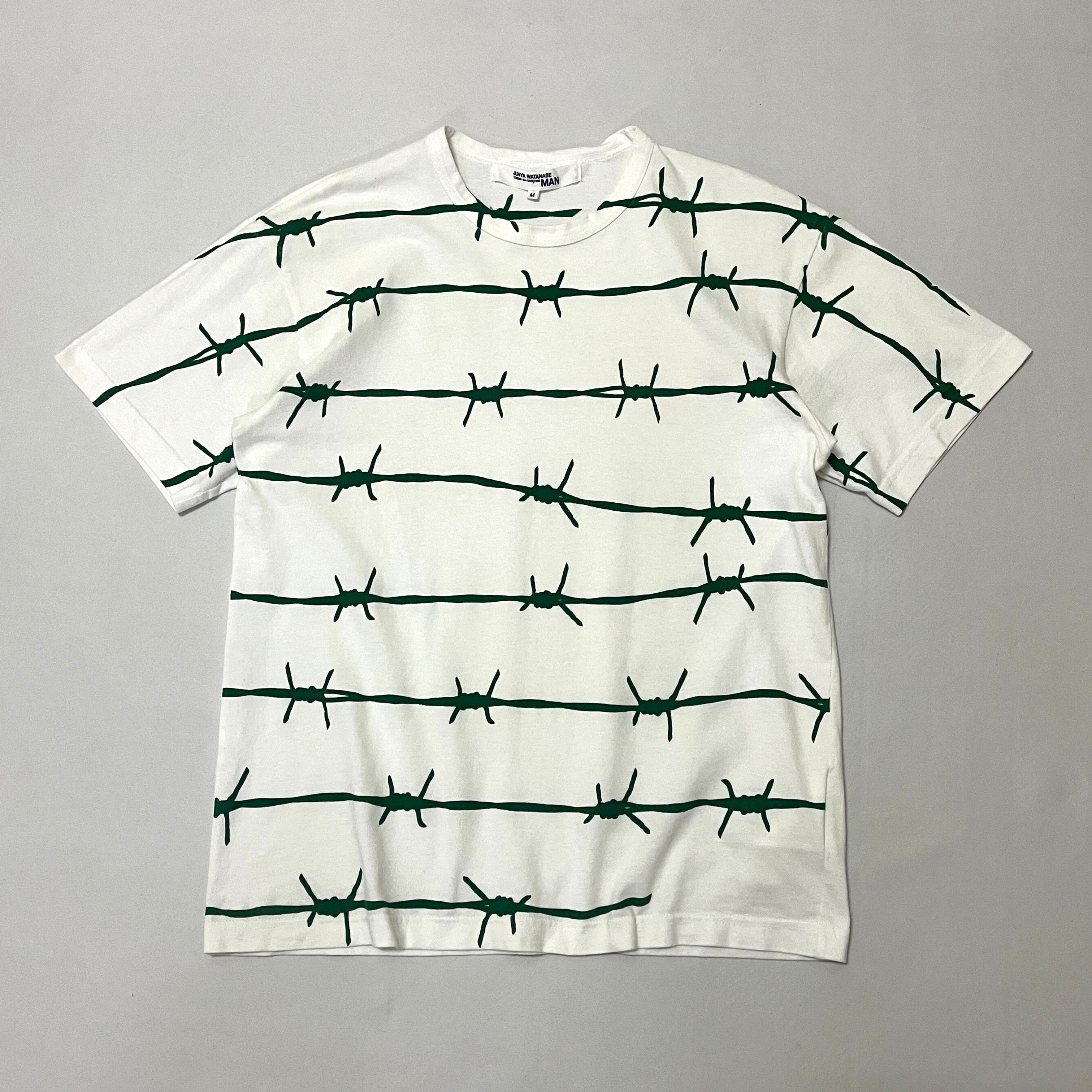 04ss JUNYA WATANABE MAN 有刺鉄線 プリントデザイン Tシャツ ジュンヤ