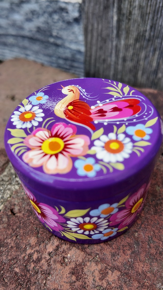 ペトリキウカ塗り　木製小物入れ・ジュエリーボックス（ティモシェンコ作）ウクライナ製