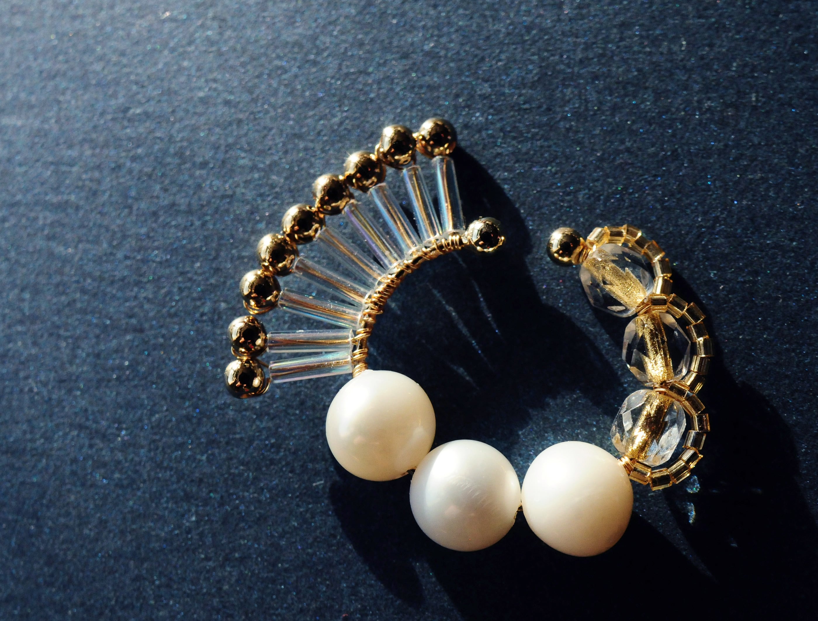 <Rollo~イロヅクビジュー~>イヤーカフ『OMEKASHIハミングバード/hummingbird 』<Pearl A>