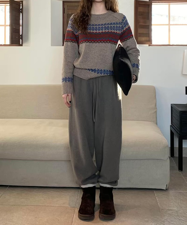 ドローストリングウールニットパンツ Q0520