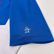 Munsingwear マンシングウェア ポケット付き ツートン ドライ 半袖 ポロシャツ サイズ L /メンズ/ゴルフ/デサント/日本製/ブルー×ホワイト