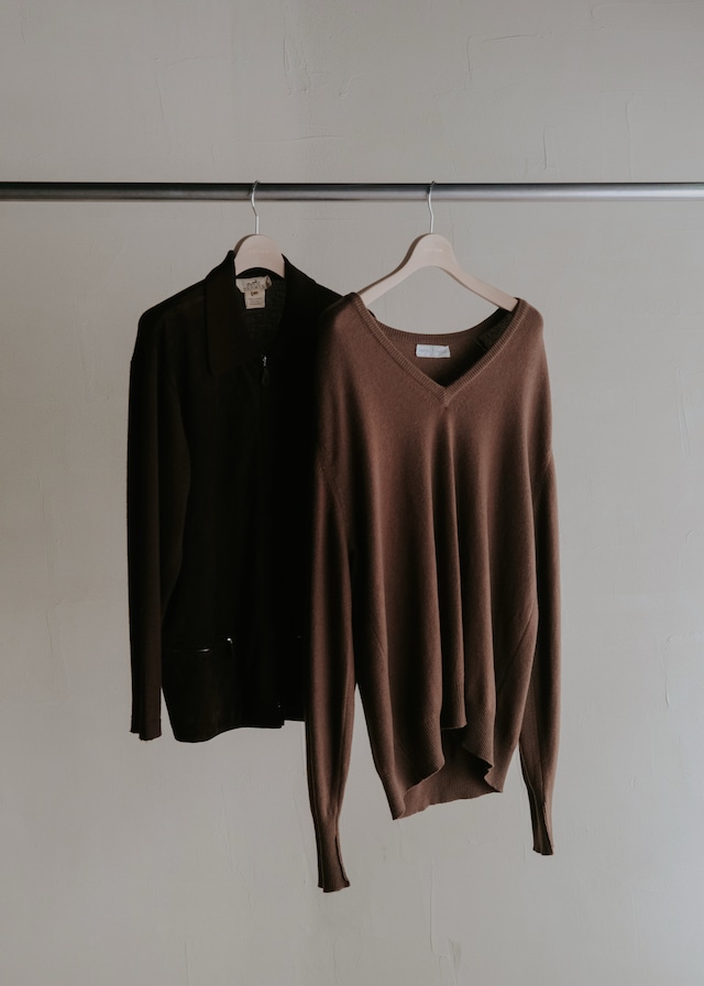 90's ARNYS PARIS split raglan sleeves pure cashmere v neck knit