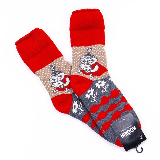 ソックス　MOOMIN　モコモコソックス　花束とミィ　ウォームグレー　 サイズM　３６-３８ （２２．５ー２５ｃｍ）MM049M-WGY