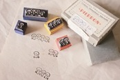 フランス 箱入り 4p 行儀の良いキノコたちとメランコリーな木製スタンプセット ヴィンテージ