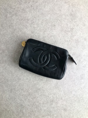 CHANEL シャネル ポーチ ブラック ココマーク レザー vintage  