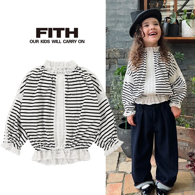 【FITH】242402 Border and Lace Smoked Long Sleeve Tee 2size