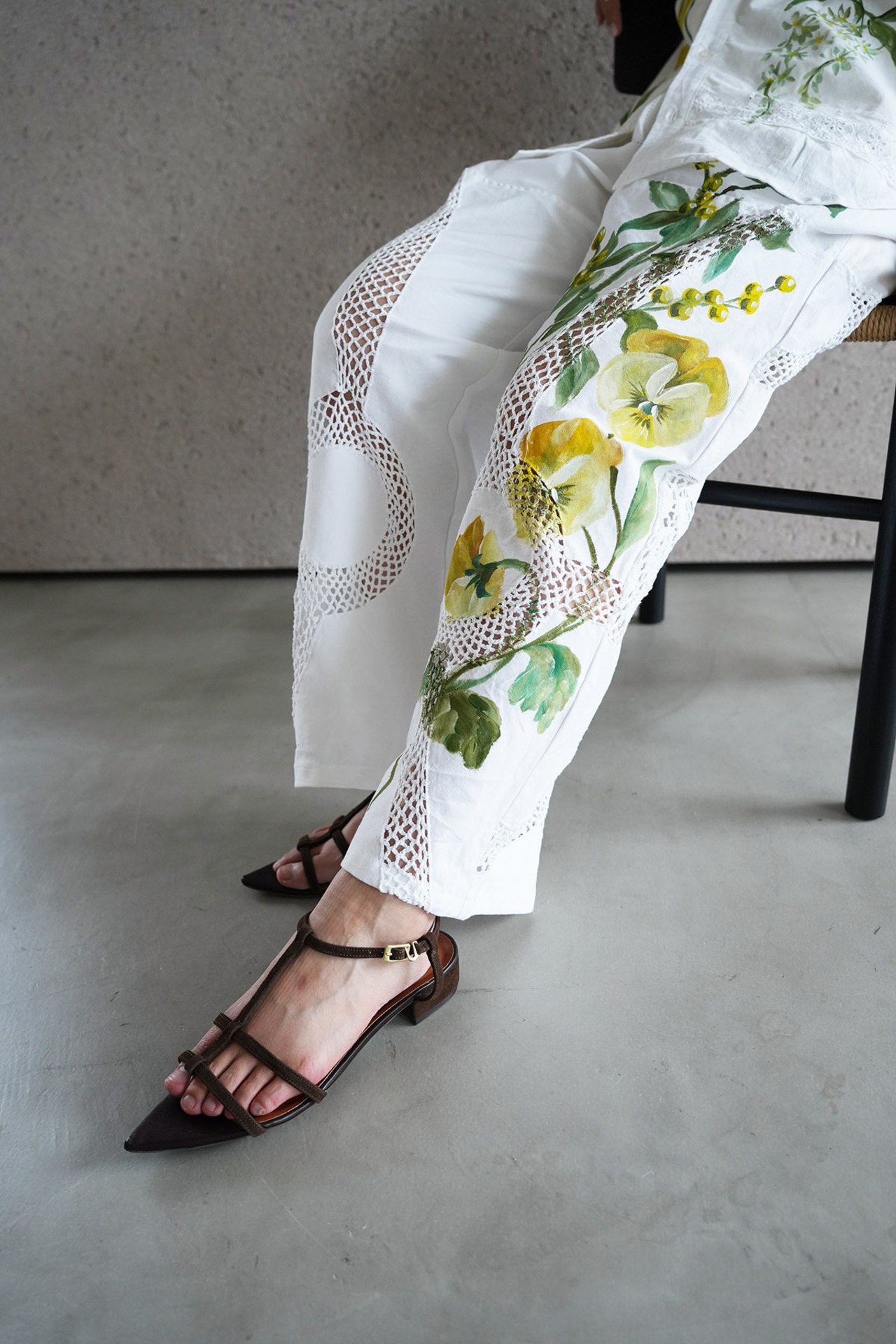 vintage lace pants yellow bouquet