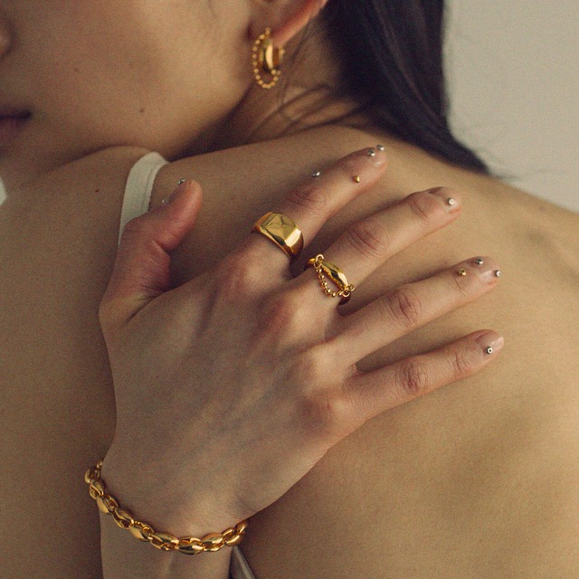 Round shape ballchain ring small Gold