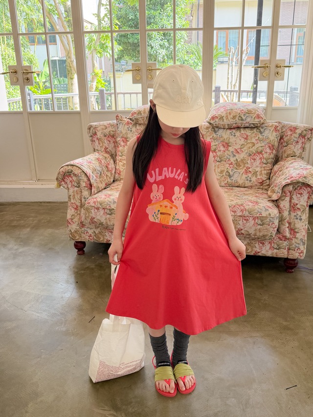 【KID】うさぎハウスプリントノースリーブワンピース - 15