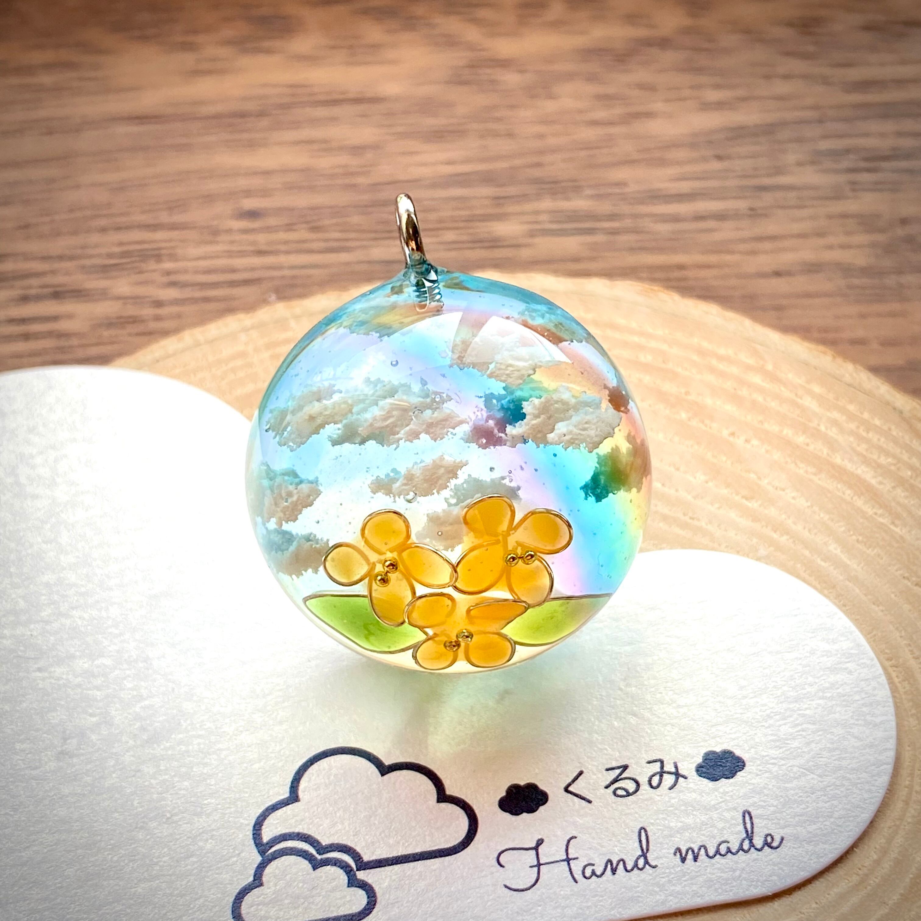 半球の雲レジン 金木犀と虹の空 大きめ 28mm