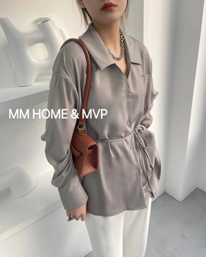 ウエストリボンつき とろみブラウス AJ42441-308