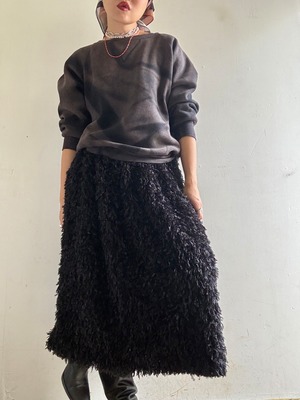 1980s Vintage Elastic Shaggy Fabric Skirt