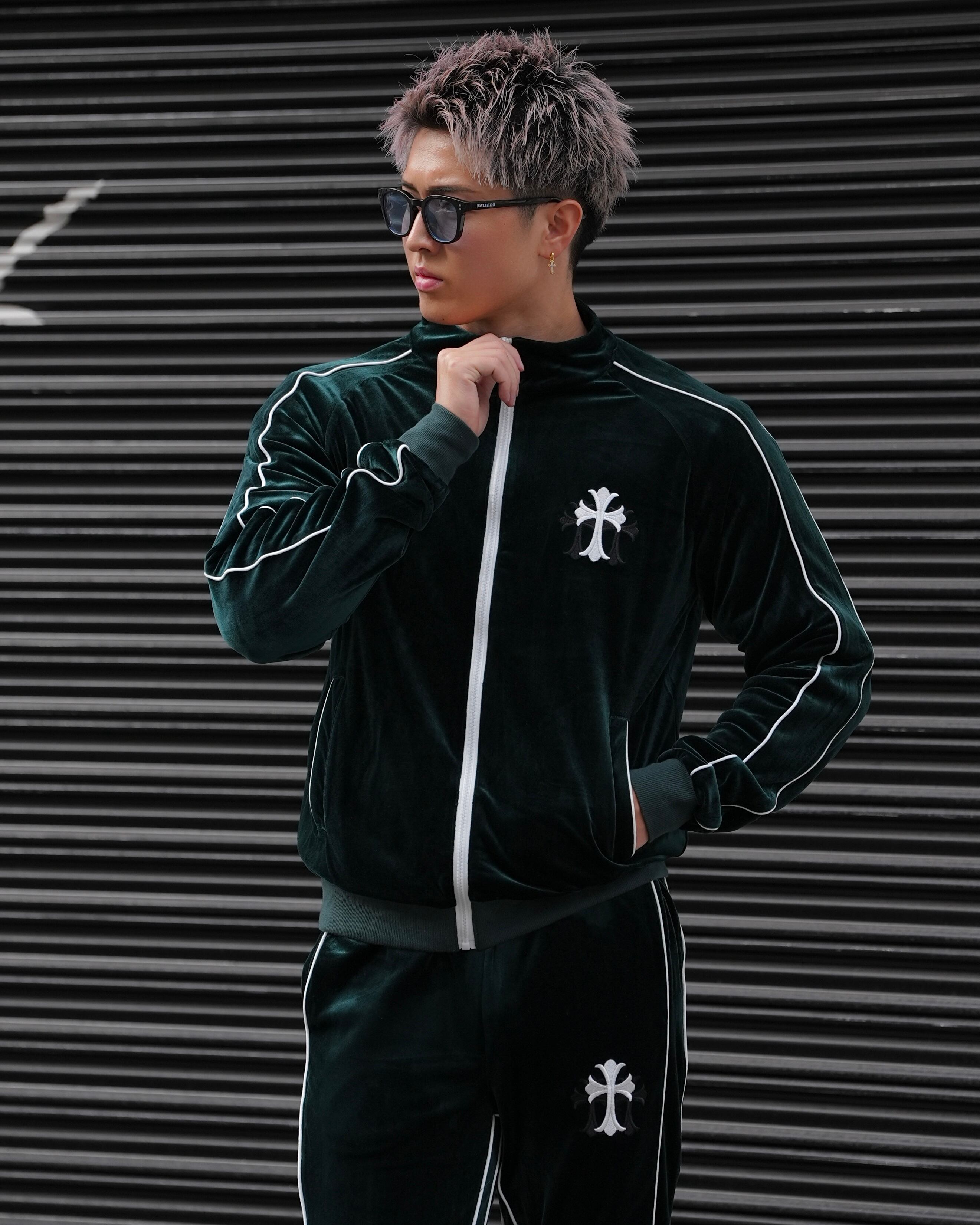 CROSS ZIP SWEAT JACKET GREEN【BB25017】 | BELINDA OFFICIAL