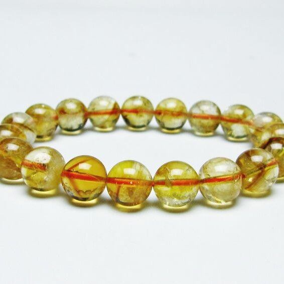 シトリンクォーツ ブレスレット 虹入り 10mm シトリン ブレス 一点物 メール便可 [M便 1/10] 111-46164