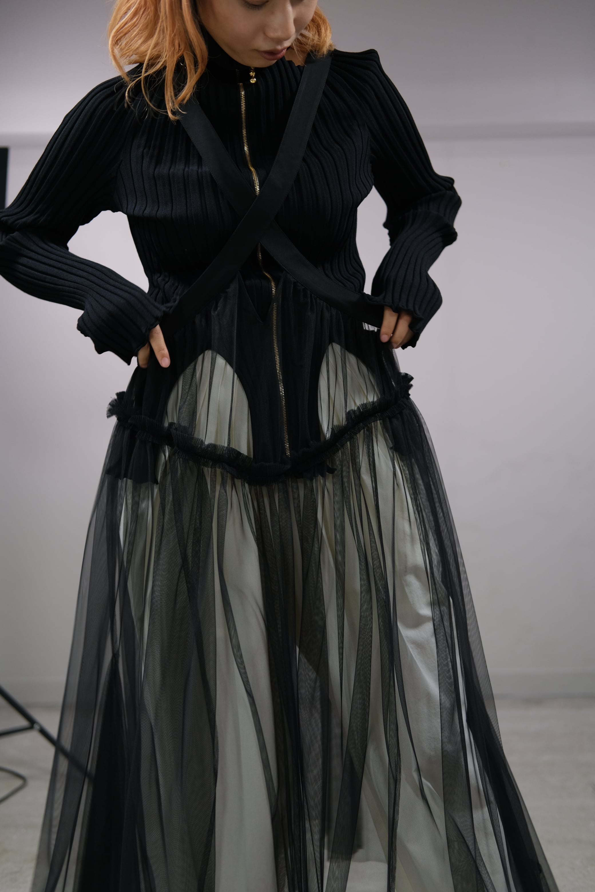 FETICO】TULLE PINAFORE DRESS - black | loop