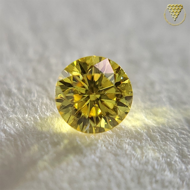 0.089 ct Fancy Vivid Yellow SI1 CGL 天然 イエロー ダイヤモンド ルース ラウンド シェイプ