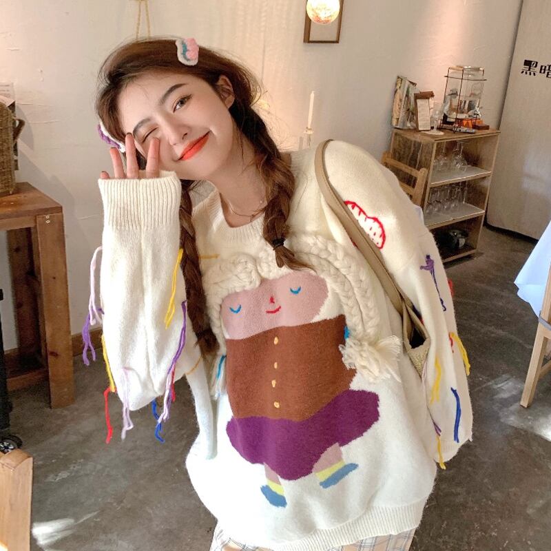 スタイルプルオーバー セーター オータムウィンタースタンダードトップス ロング レトロ 秋物 冬物 スーパーモール19150677681