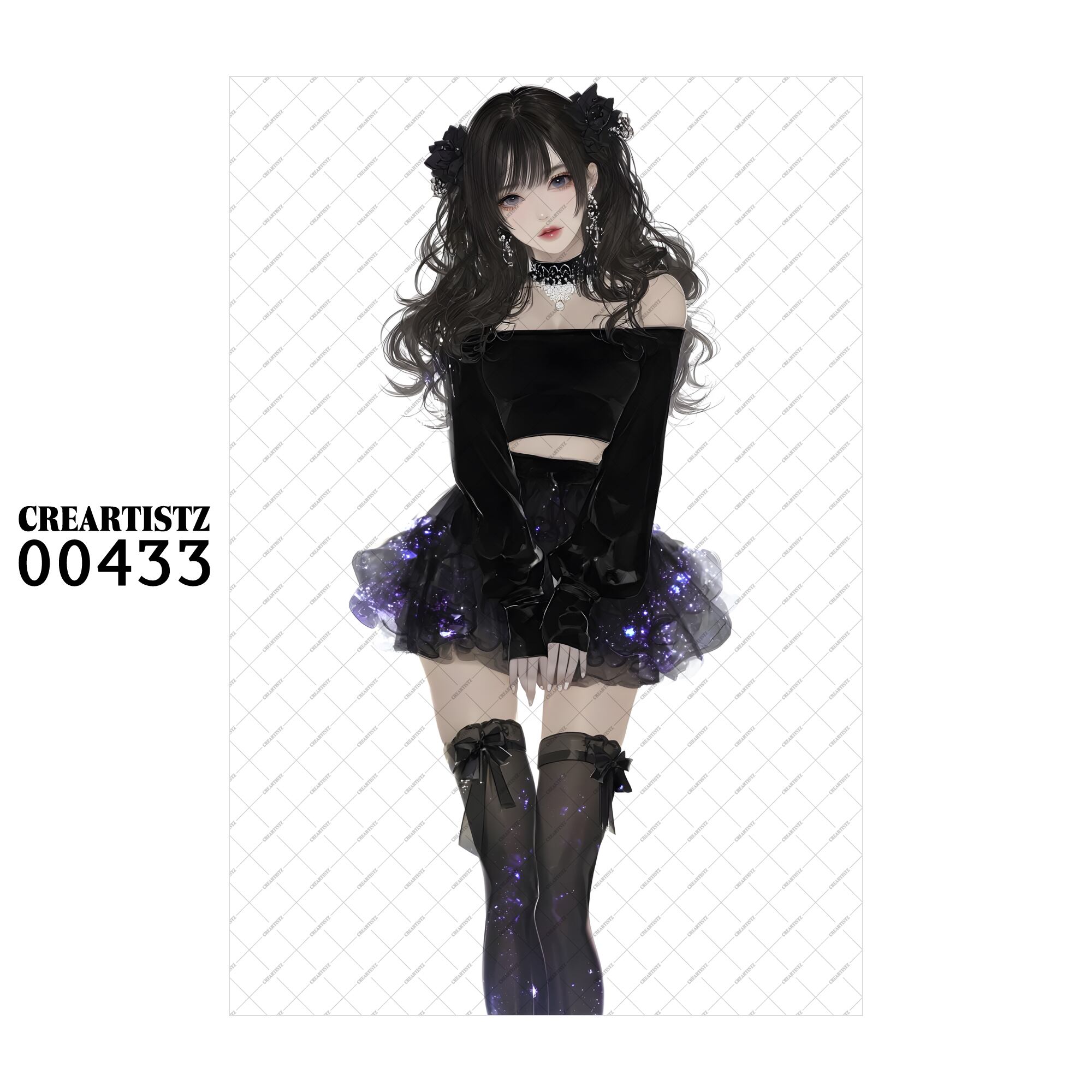 00433 ガール キュート オリジナル ペーパー/ステッカー 4枚セット CREARTISTZ