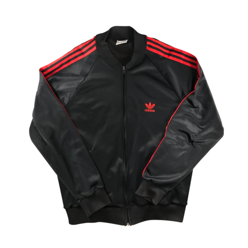 80s ADIDAS Track Jacket 黒 × 赤 表記L BG15