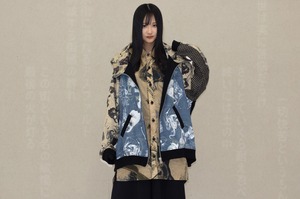 「TRICKS x 蟲の知らせ」 厭世という名の病 high neck double ZIP wars Parker「1点物」