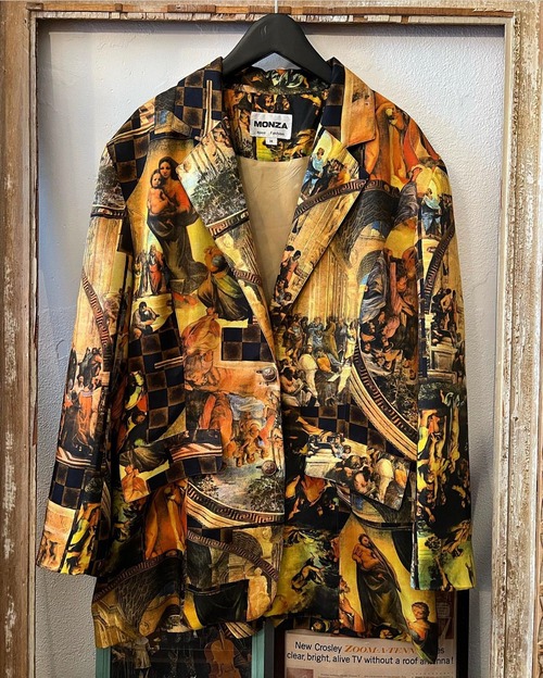 vintage art silk jacket【M】