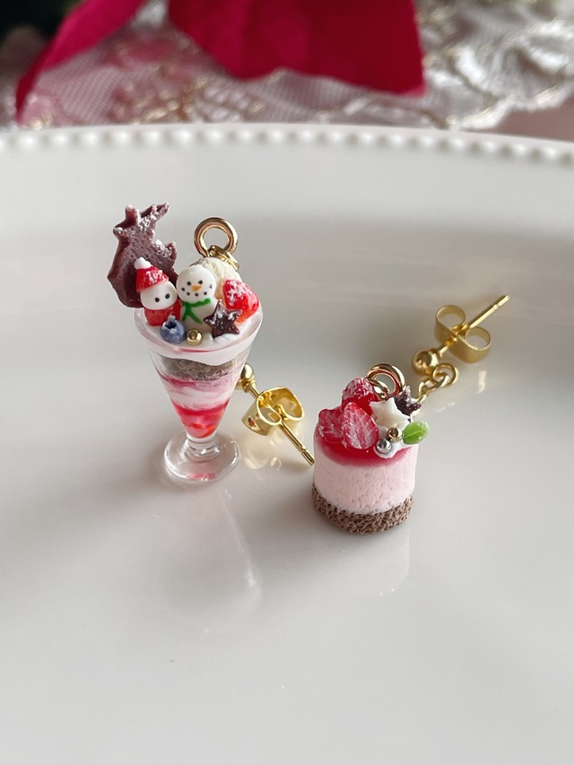 【受注セット販売】クリスマスパフェ＆ストロベリーチーズケーキ アクセサリーorミニチュア