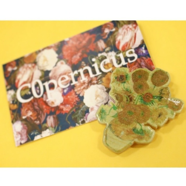 ゴッホ/夜のひまわり名画ヘアクリップ/前髪用ヘアクリップ/子供用ヘアクリップ送料220円〜C0pernicus