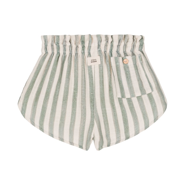 Studio Boheme Paris  - SHORTS GEORGETTE / GREEN STRIPES