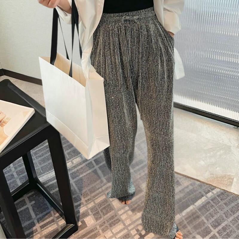 ウエストギャザーラメグリッターワイドパンツ R01102
