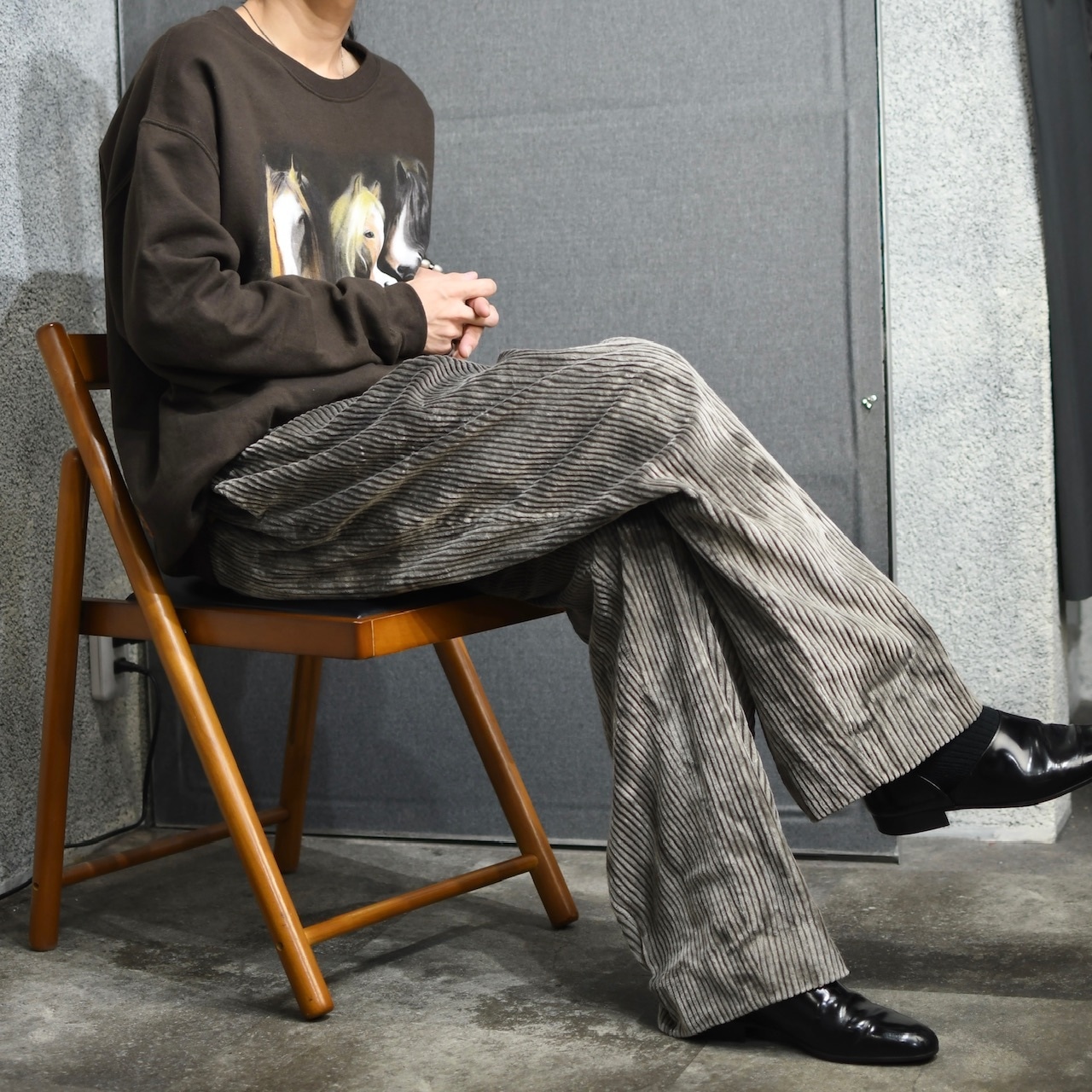 bleached wide corduroy pants gray
