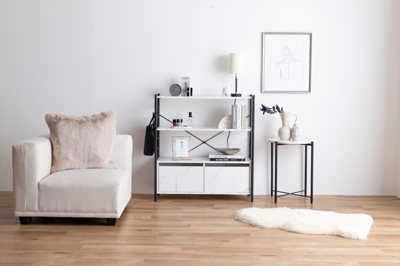 【幅80cm】Laulu 引き出し付きシェルフ