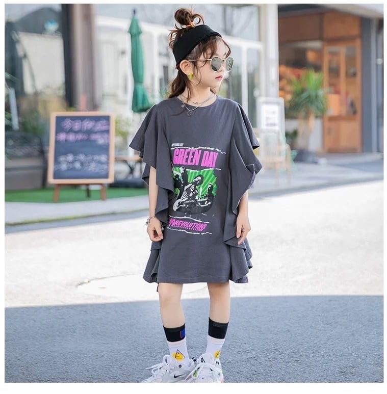 子供服 夏 ワンピース 女の子 ロングＴシャツ 子ども服 キッズ 韓国風