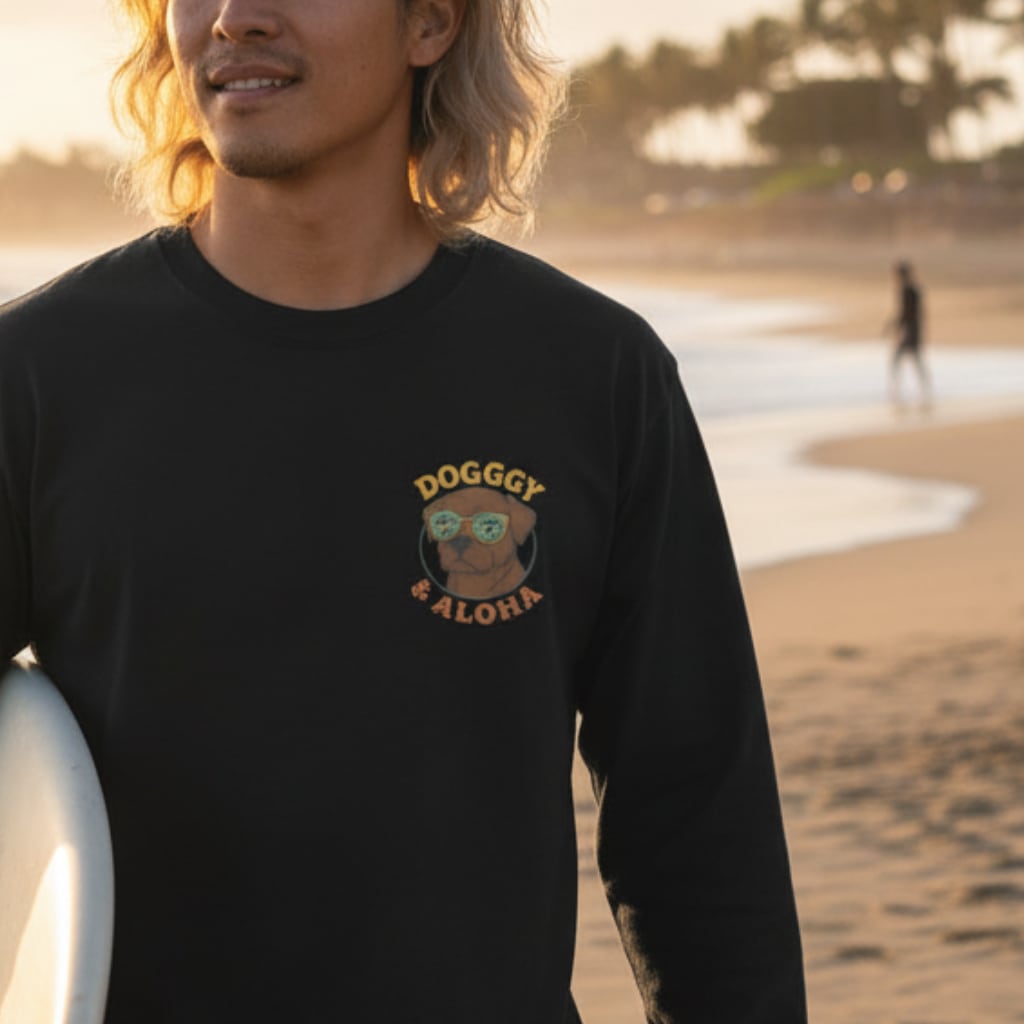 DOGGY&ALOHAロゴ メンズ長袖TシャツDA0004