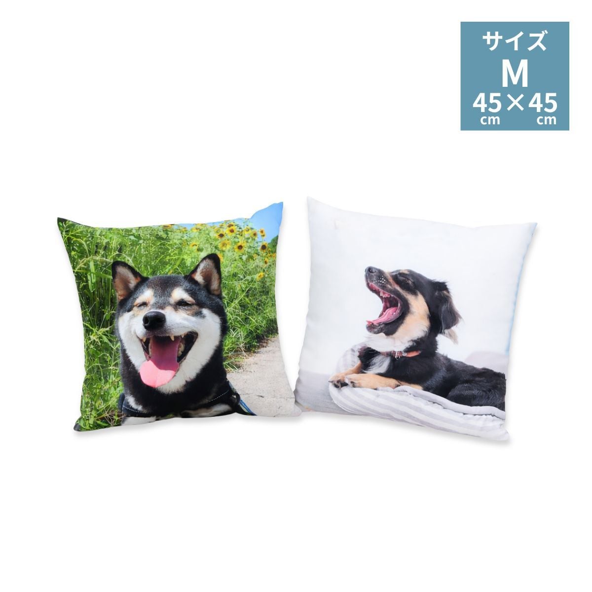 【おもいで】犬猫思い出クッション スクエアMサイズ(ふわふわ起毛生地)