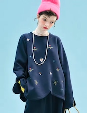 imakokoni オリジナルネイビーカラーフラワートップス 255240