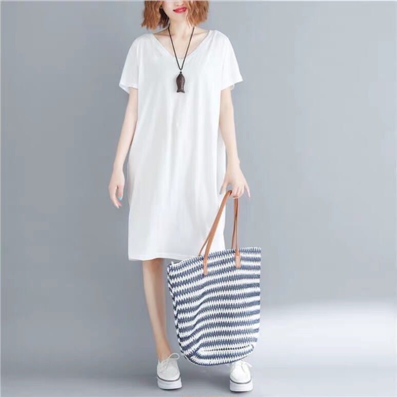 【45R】ネイビーチュニック丈　半袖カットソーワンピース CHUNKY FACTORY（チャンキーファクトリー） ワンピース UVカット