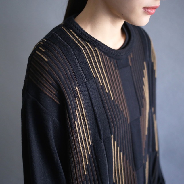 front and back 3D knit pattern loose sweater