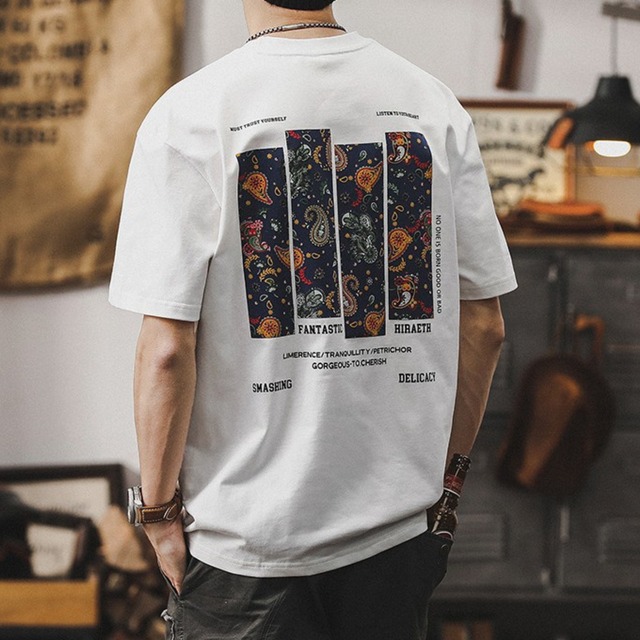 Paisley design retro heavy t shirt ( 2color )